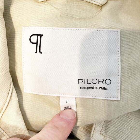 Pilcro Anthropologie Long Sleeve Button Up Denim Shirt Jacket Shacket Tan S - Picture 2 of 8